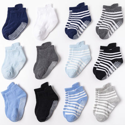 Assorted toddler socks in navy, white, black, gray and pale blue